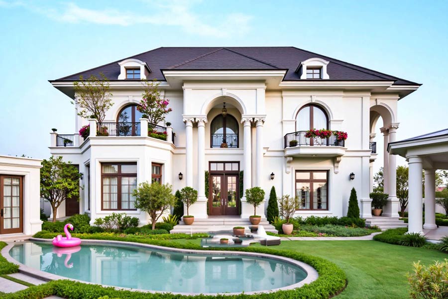 Thiết kế biệt thự 250m2 có hồ bơi