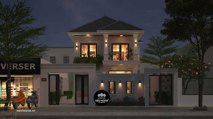 Mẫu thiết kế biệt thự 250m2 mái nhật trang nhã