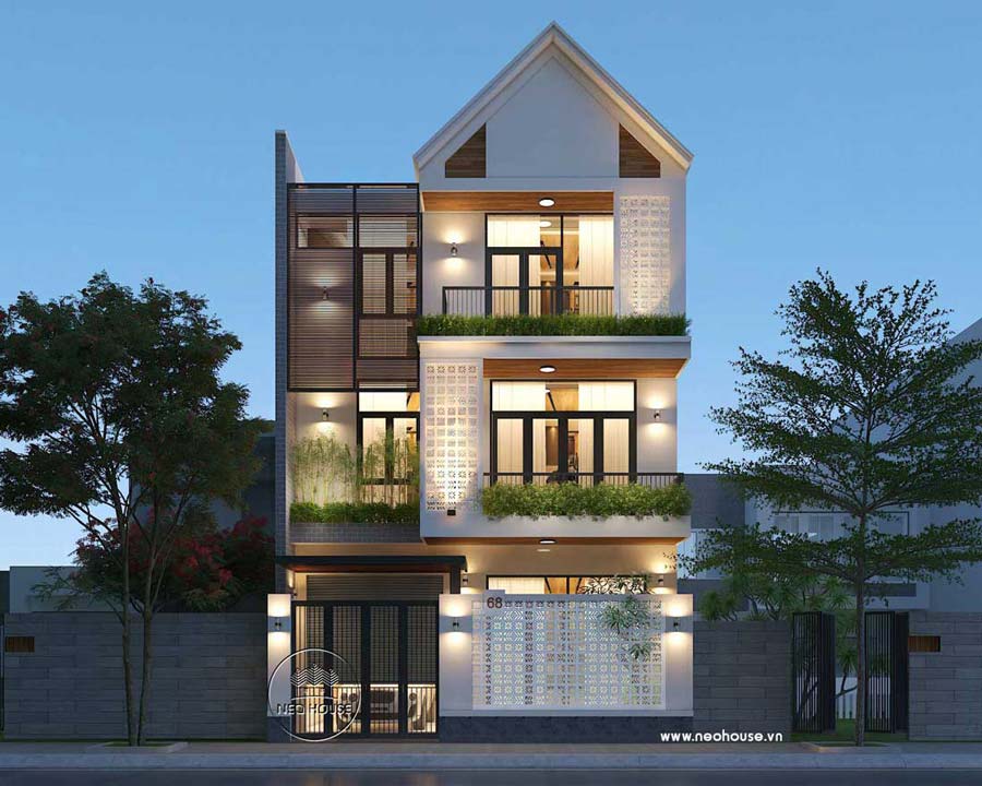 Kiến trúc biệt thự 250m2 mái thái thanh lịch