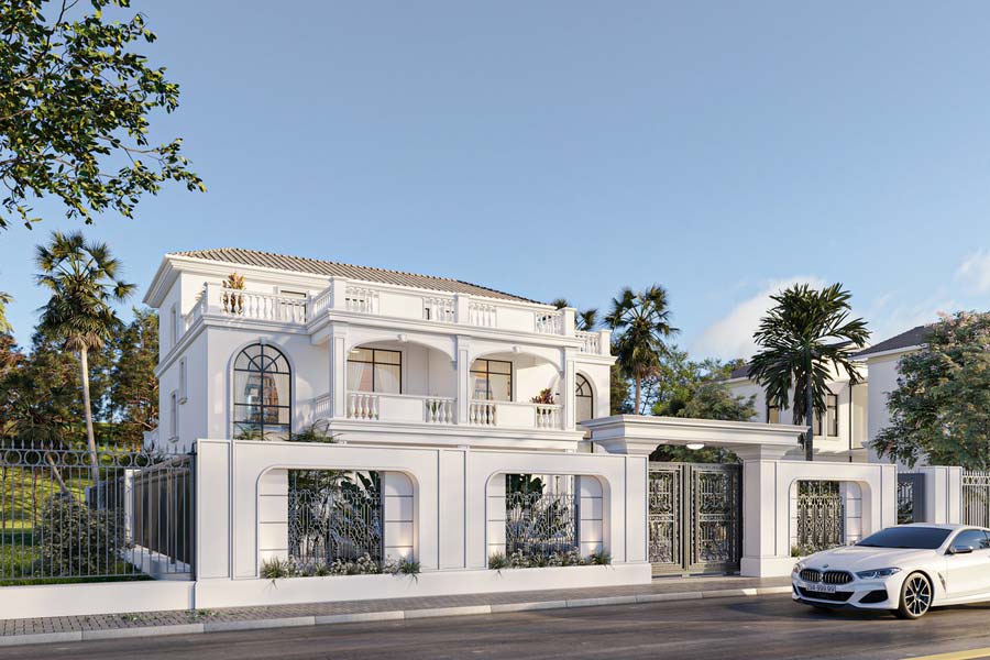 Thiết kế biệt thự 250m2 phong cách châu Âu