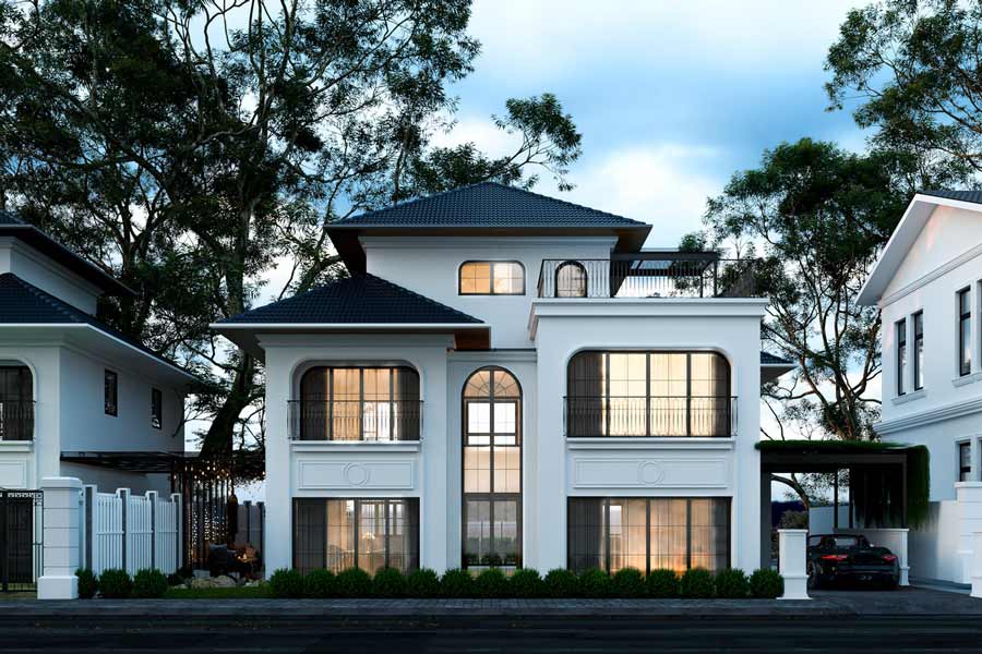 Mẫu biệt thự 250m2 phong cách Indochine ấn tượng