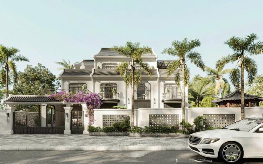 Mẫu biệt thự 250m2 phong cách Indochine ấn tượng