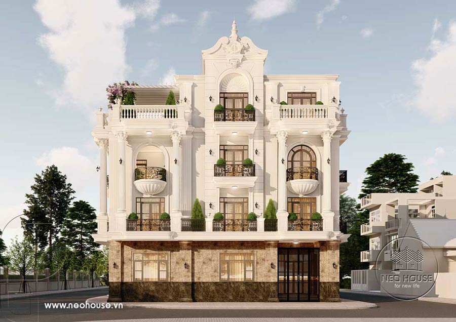 Mẫu biệt thự 250m2 đẹp phong cách kiểu Pháp xa hoa