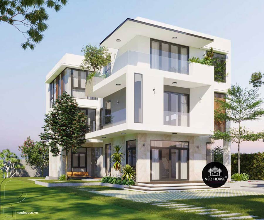 Mẫu biệt thự 3 tầng hiện đại mái bằng 10x16m tại HCM