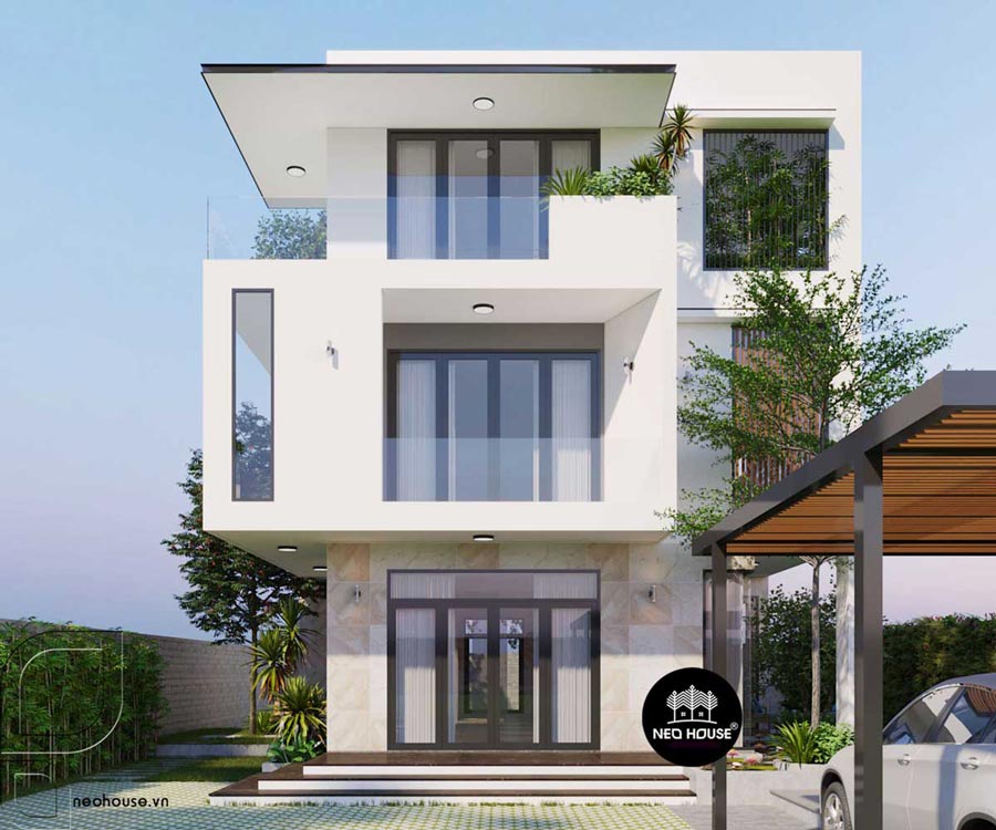 Mẫu biệt thự 3 tầng hiện đại mái bằng 10x16m tại HCM