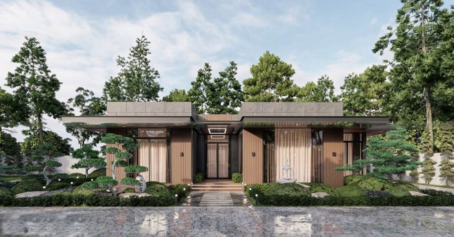 Mẫu biệt thự 400m2 1 tầng hiện đại