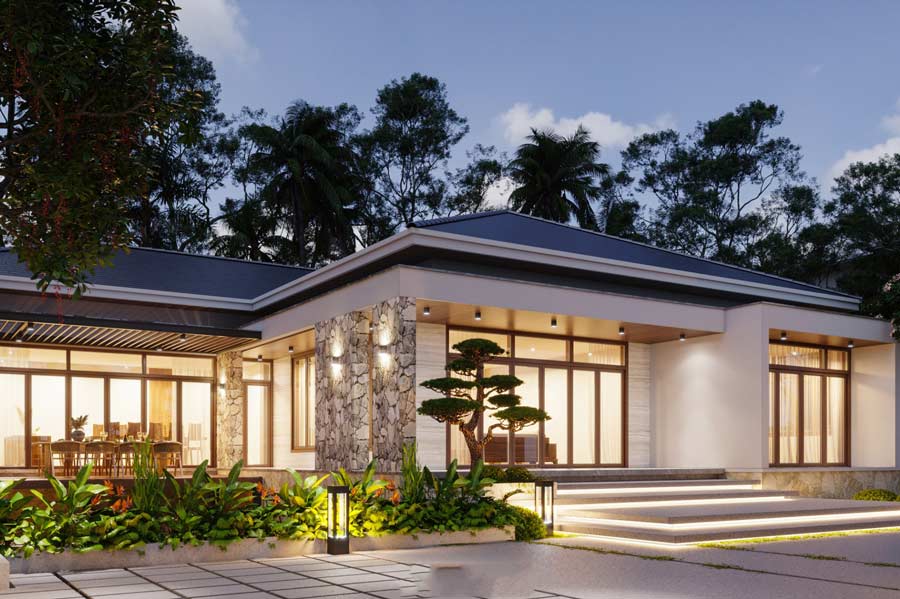 Mẫu biệt thự 400m2 1 tầng hiện đại