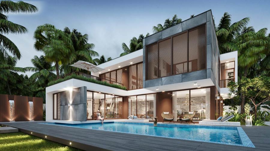 Mẫu biệt thự 400m2 có bể bơi