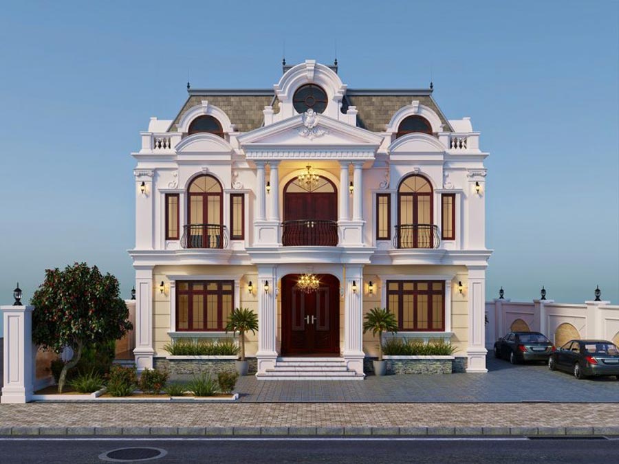 Thiết kế biệt thự 400m2 cổ điển Pháp sang trọng
