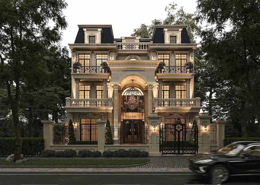 Thiết kế biệt thự 400m2 cổ điển Pháp sang trọng