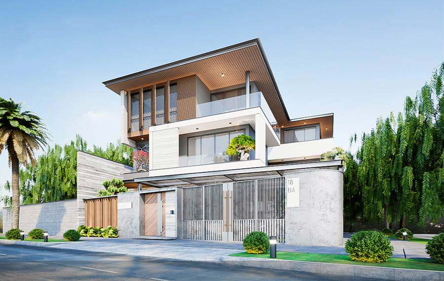 Thiết kế biệt thự đẹp 400m2 mái bằng