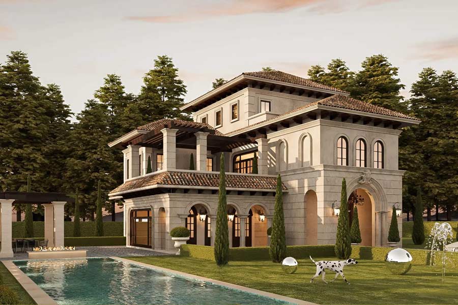 Mẫu nhà 400m2 phong cách Châu Âu