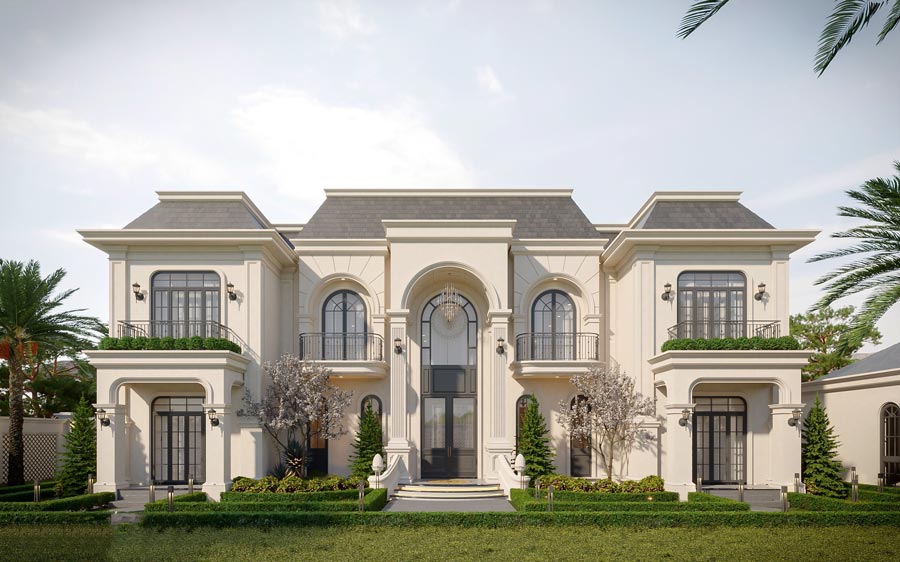 Mẫu nhà 400m2 phong cách Châu Âu