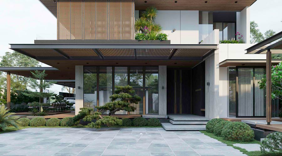 Thiết kế biệt thự sân vườn 400m2 phong cách nghỉ dưỡng