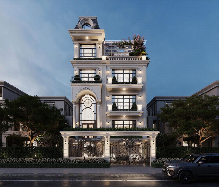 Mẫu biệt thự 5 tầng có gara