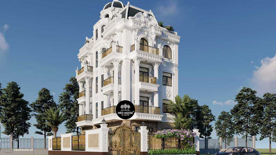 Mẫu biệt thự 5 tầng kiểu Pháp