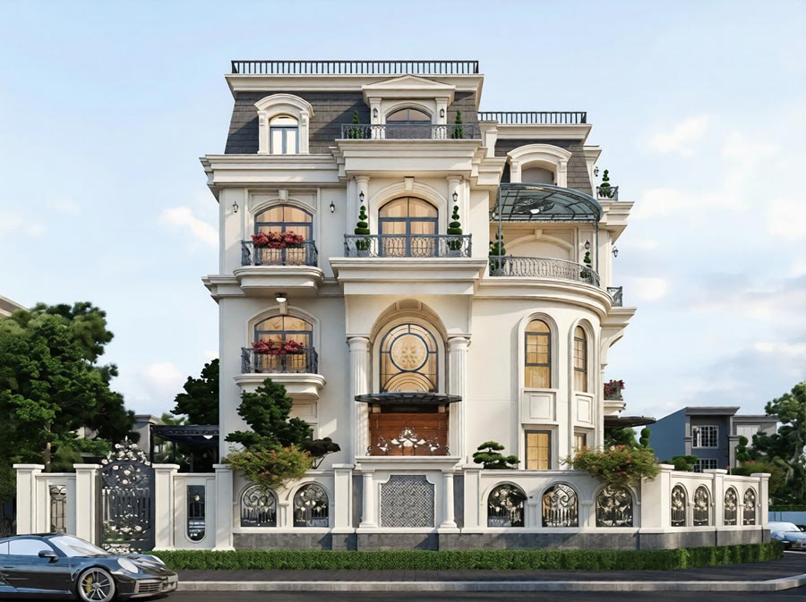 Thiết kế biệt thự 5 tầng mái Mansard