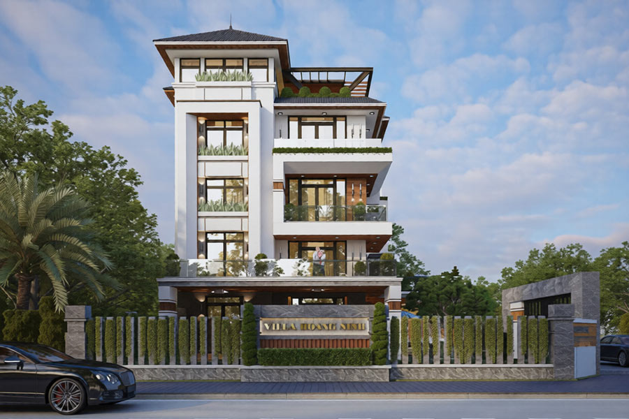 Biệt thự 5 tầng đẹp mái nhật