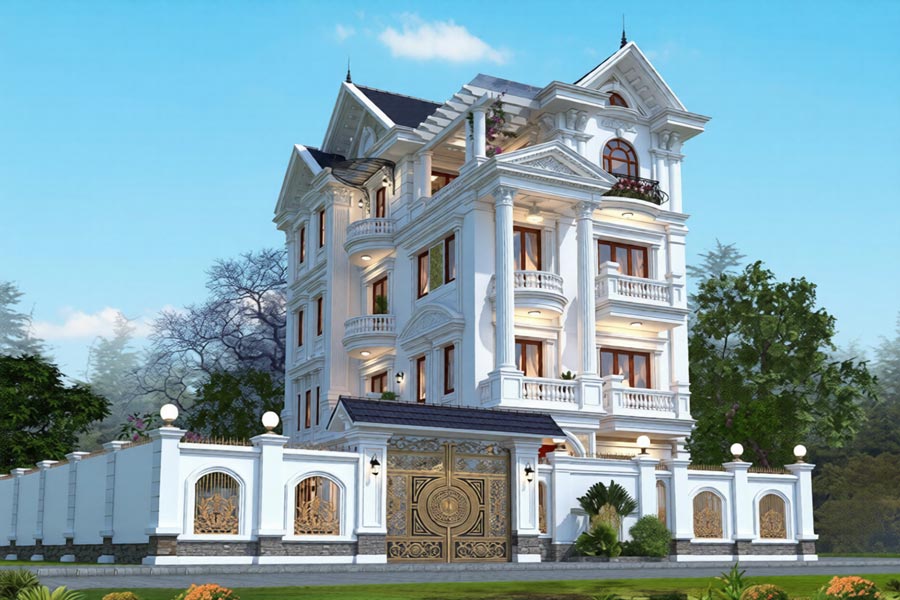 Mẫu nhà biệt thự 5 tầng mái thái