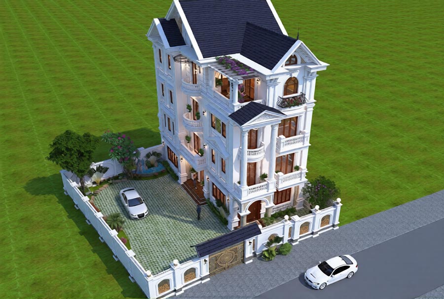 Mẫu nhà biệt thự 5 tầng mái thái