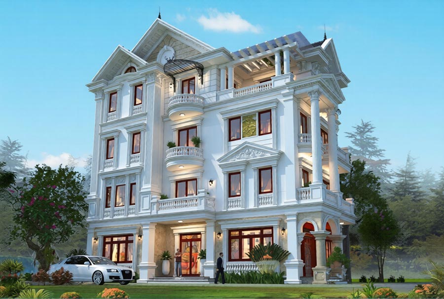 Mẫu nhà biệt thự 5 tầng mái thái