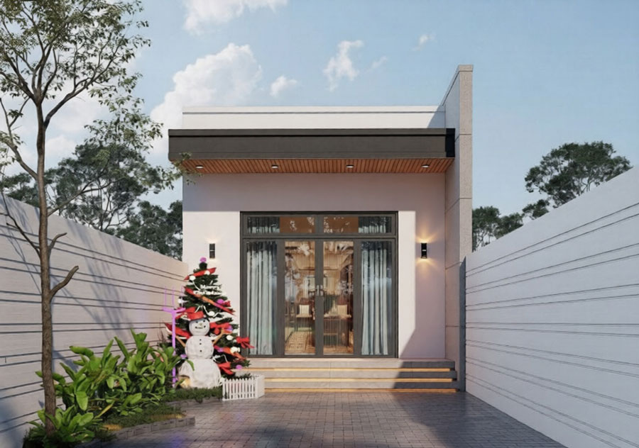 Mẫu biệt thự 500 triệu mái tôn tối giản phù hợp ngân sách thấp