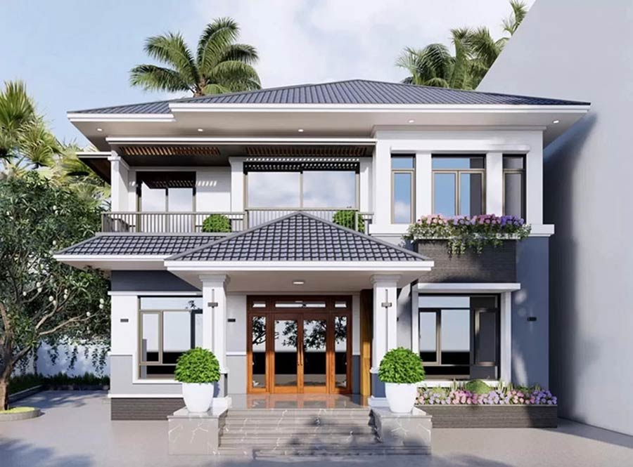 Thiết kế biệt thự 600 triệu 4 phòng ngủ