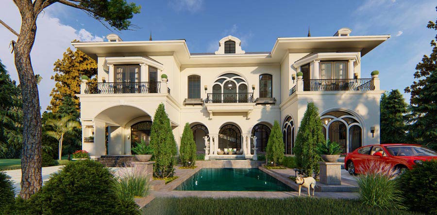 Thiết kế biệt thự 600m2 kiểu châu Âu