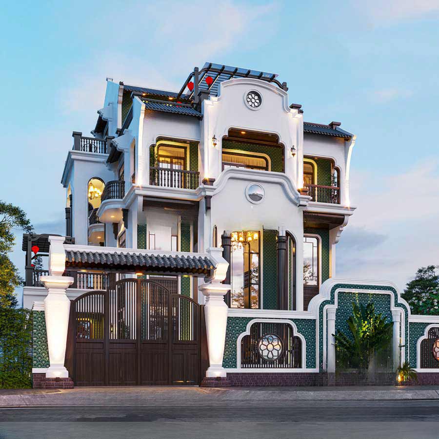 Thiết kế biệt thự 9x15m phong cách Indochine