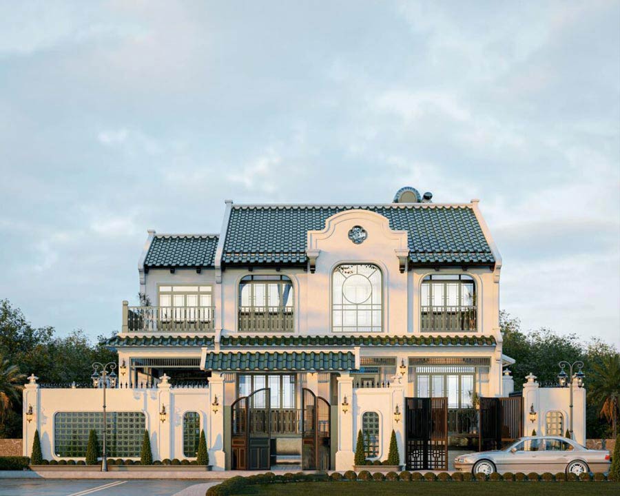 Thiết kế biệt thự 9x15m phong cách Indochine