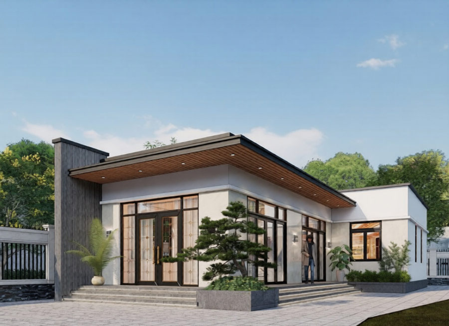 Mẫu biệt thự chữ L dưới 500 triệu tối ưu công năng