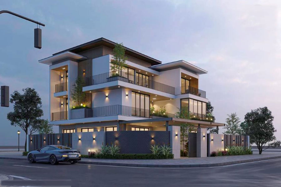 Thiết kế biệt thự 3 tầng có gác lửng