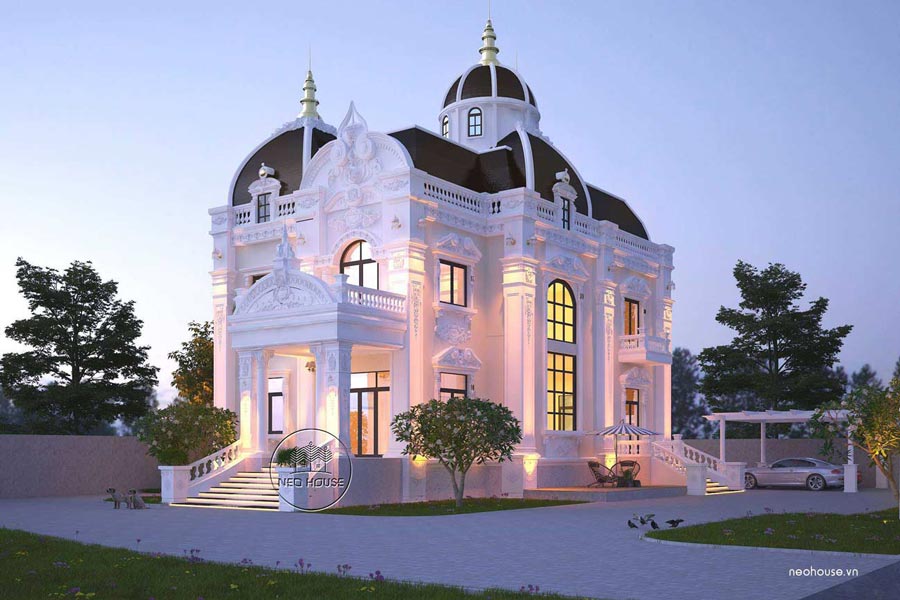 Thiết kế biệt thự 2 tầng có gara hiện đại