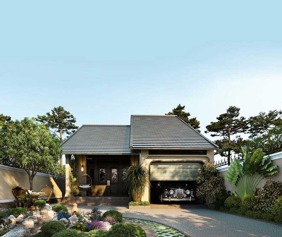 Mẫu biệt thự phong cách Indochine có gara