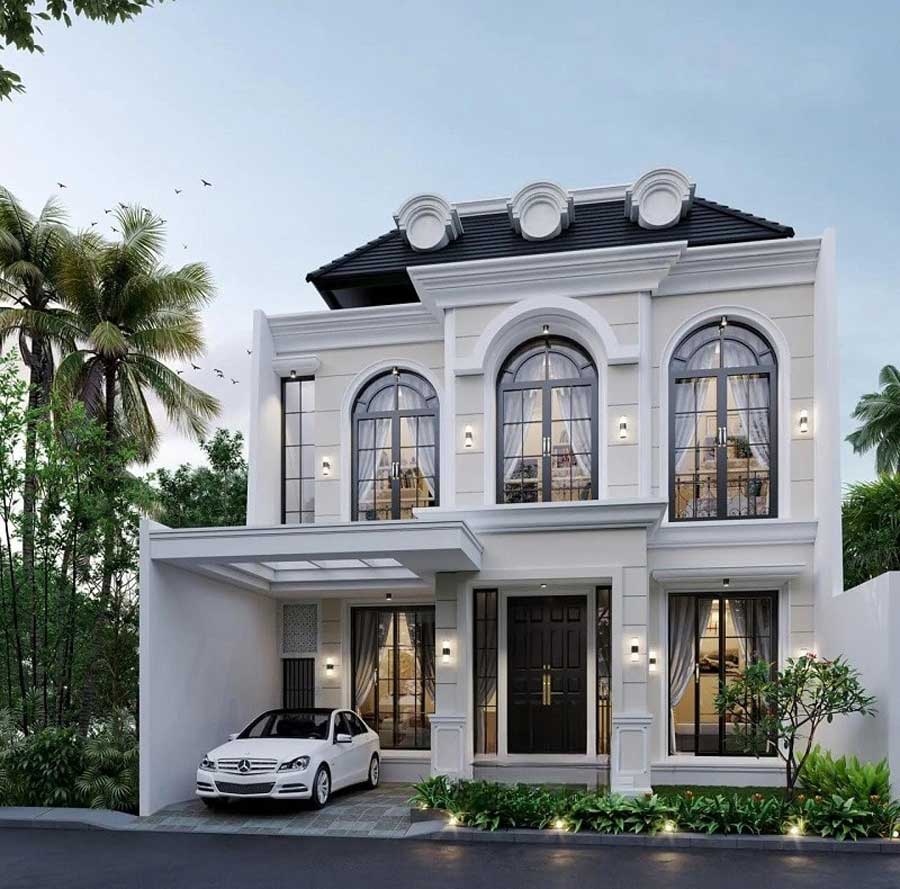 Mẫu biệt thự tân cổ điển có gara