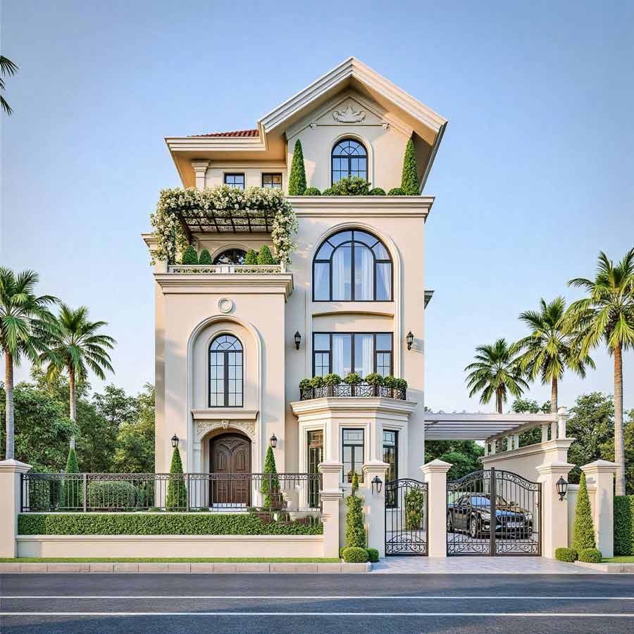 Mẫu biệt thự tân cổ điển có gara