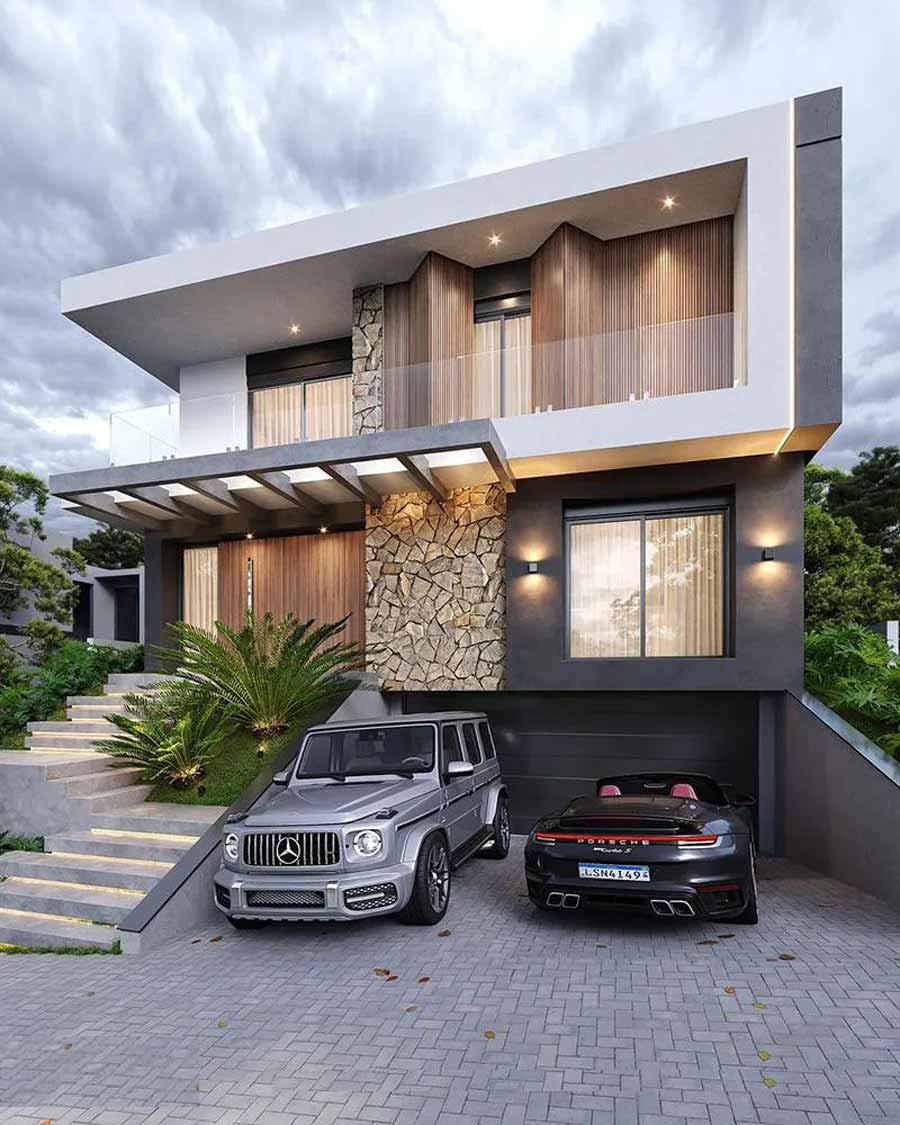 Thiết kế nhà biệt thự 2 tầng có tầng hầm