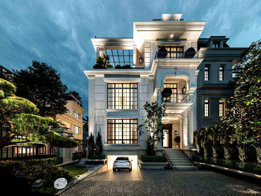 Mẫu thiết kế biệt thự 3 tầng có tầng hầm