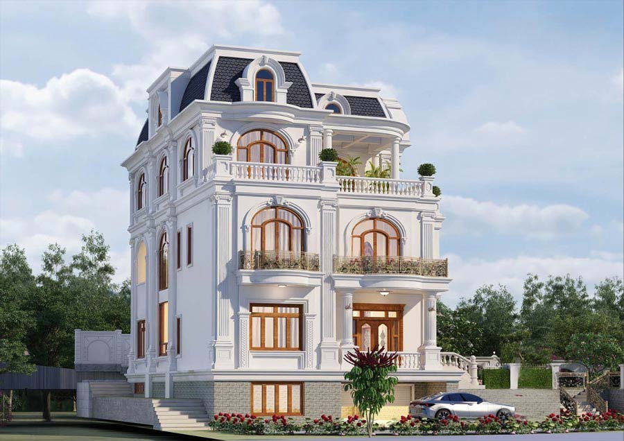 Mẫu biệt thự tân cổ điển có tầng hầm