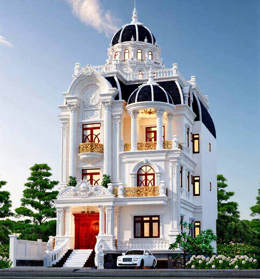 Mẫu biệt thự tân cổ điển có tầng hầm