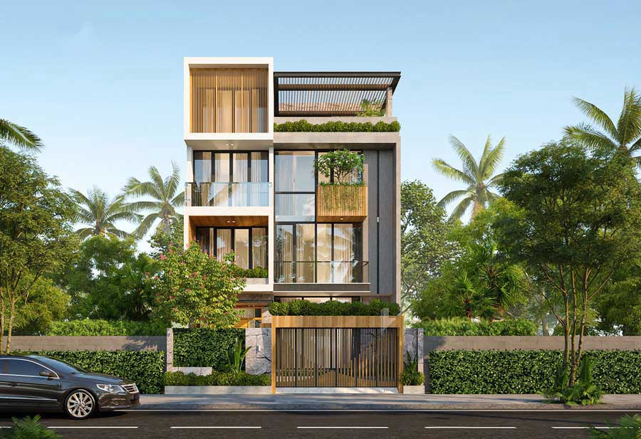 Mẫu biệt thự có thang máy phong cách hiện đại