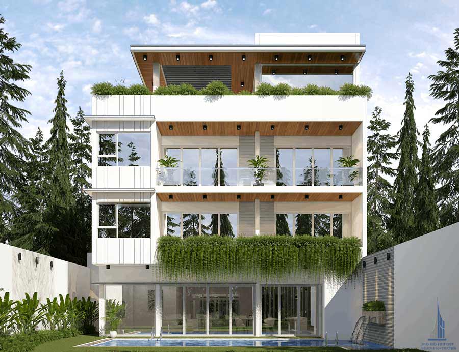 Mẫu biệt thự có thang máy phong cách hiện đại