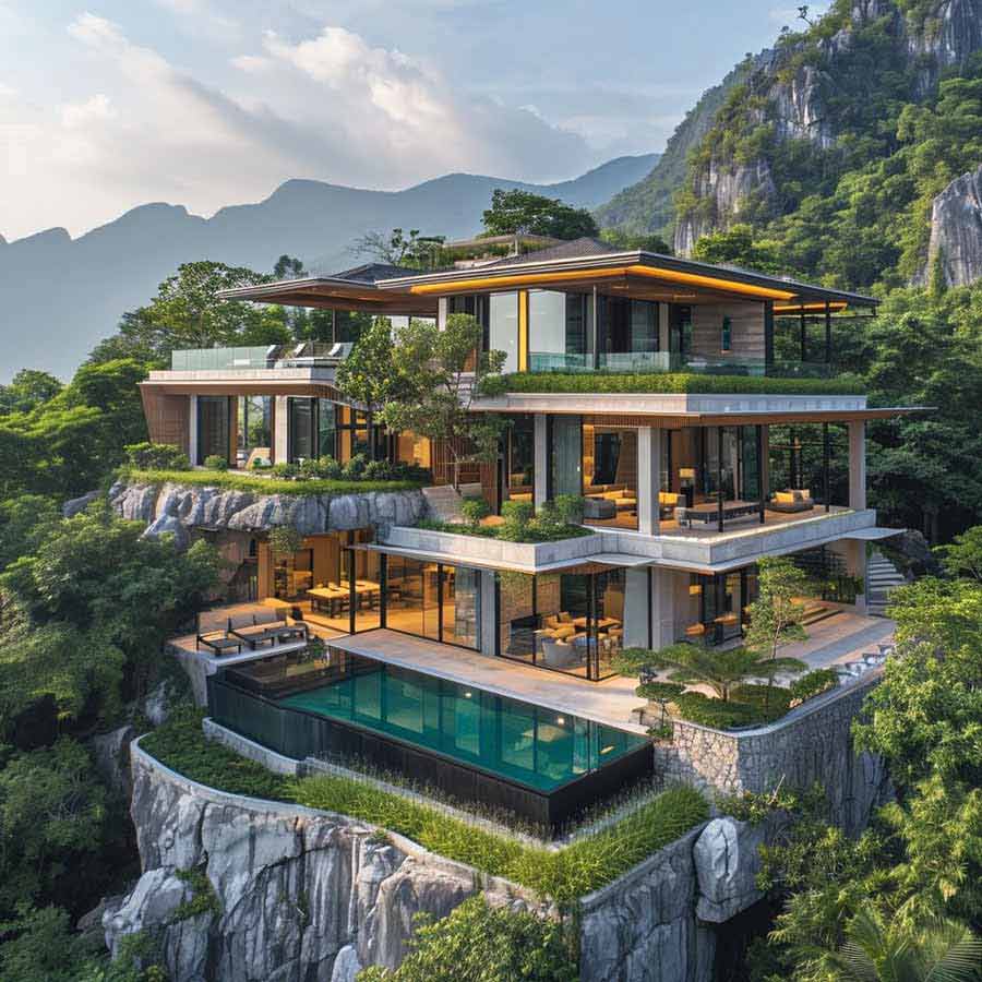 Mẫu biệt thự nghỉ dưỡng cao cấp có thang máy