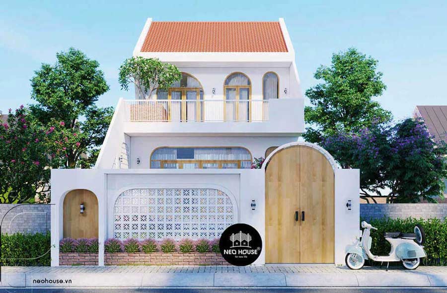 Mẫu thiết kế biệt thự có gác lửng 80m2 - 100m2