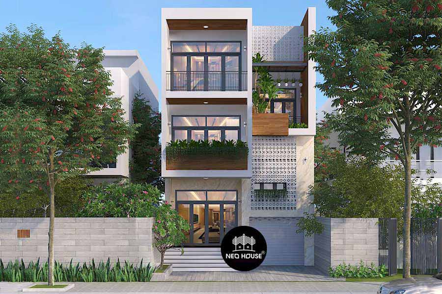 Mẫu thiết kế biệt thự gác lửng có gara tiện nghi