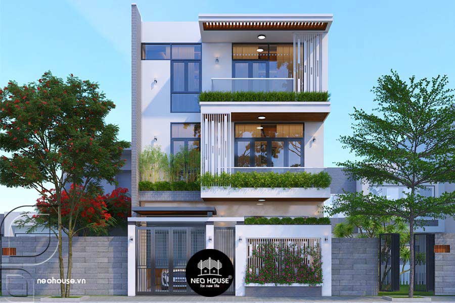 Mẫu thiết kế biệt thự gác lửng có gara tiện nghi