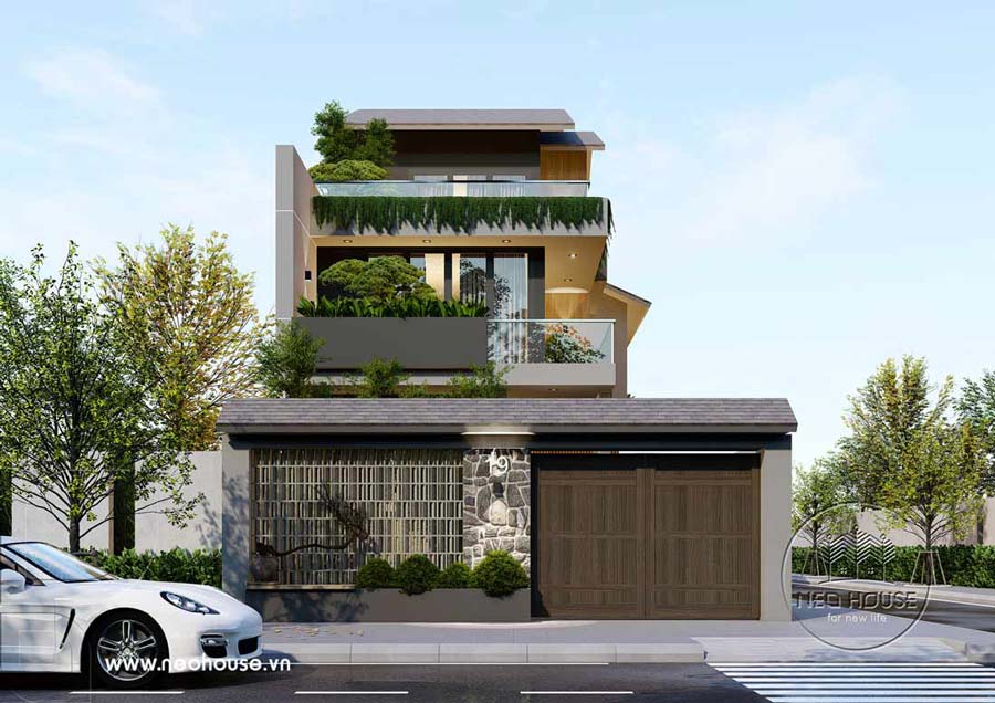 Mẫu thiết kế biệt thự có gác lửng phong cách hiện đại