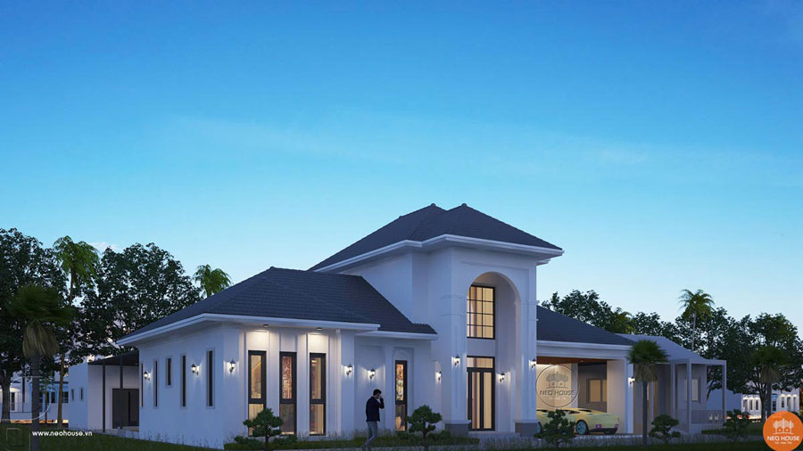 Mẫu nhà biệt thự gác lửng mái nhật tinh giản, thanh lịch