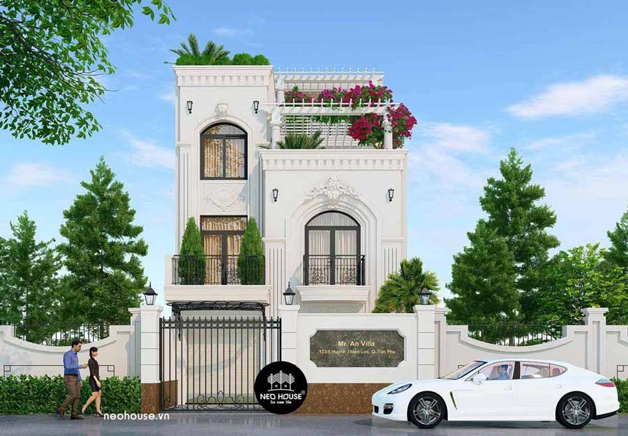 Mẫu biệt thự gác lửng phong cách tân cổ điển