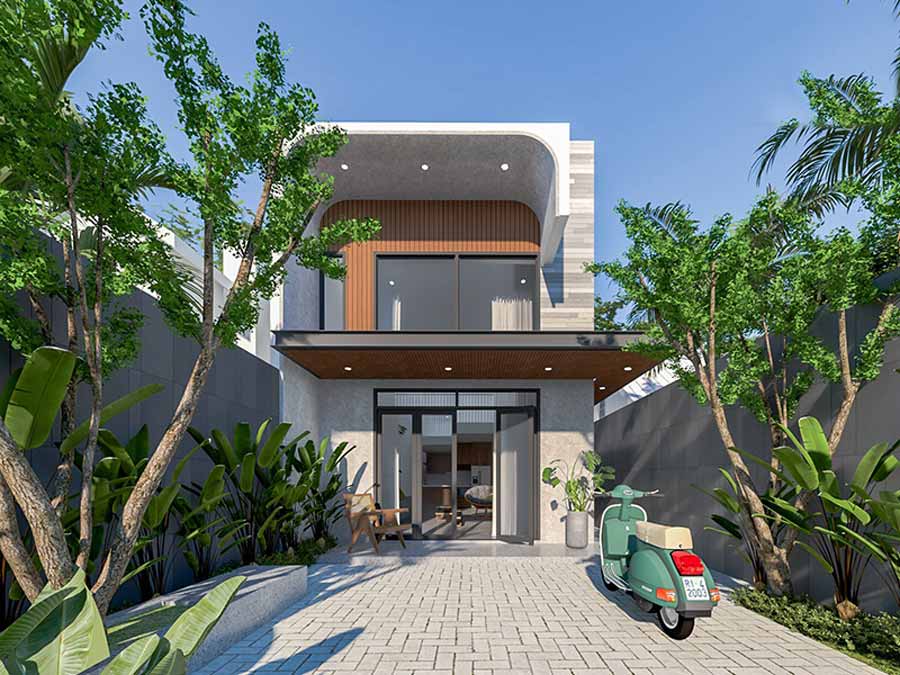 Biệt thự gác lửng thiết kế thông tầng